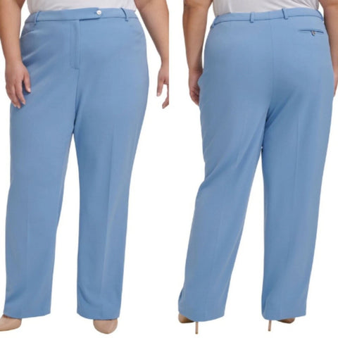 Calvin Klein  Women’s Blue Plus Size Mid-Rise Straight-Leg Trousers |  Calvin Klein in Lebanon