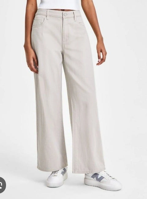 Vanilla Star Women's Greige High Rise Wide-Leg Comfy Jeans | Vanilla Star In Lebanon