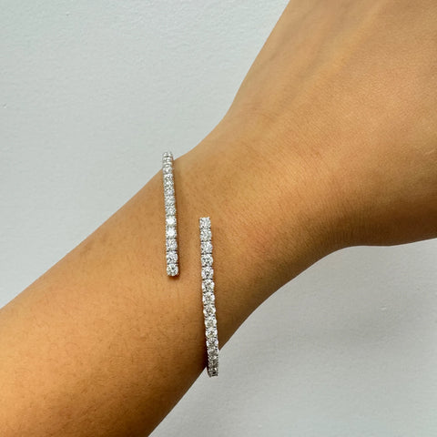Cori Women's Silver Cuff Bracelet Lab Grown Round Diamond Bangle | Cori In Lebanon