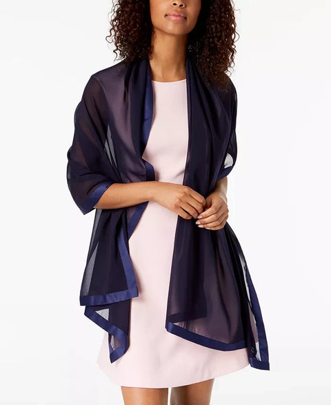 Calvin Klein Women's Navy Elegant Satin-Trim Chiffon Evening Wrap | Calvin Klein In Lebanon