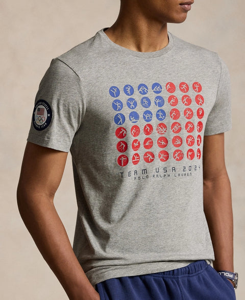 Polo Ralph Lauren Men's Gray Custom Slim Fit Team USA T-Shirt  | Polo Ralph Lauren In Lebanon