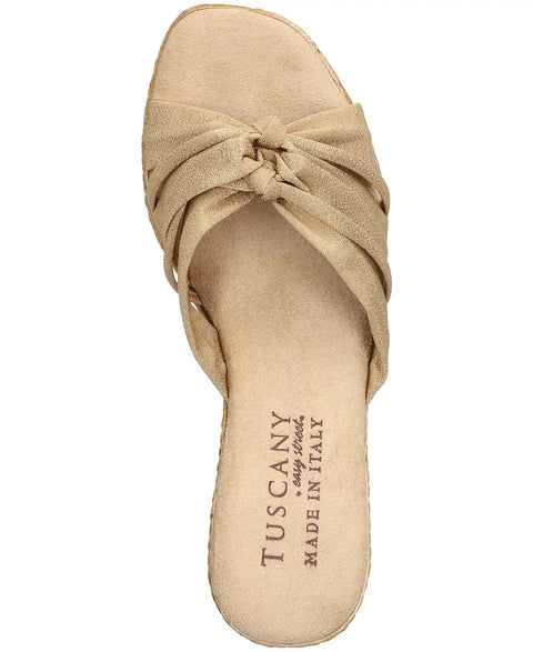 Easy Street Women's Beige Ghita Slip-On Wedge Sandals | Easy Street In Lebanon