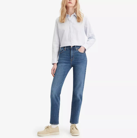 Levi's Women's Navy 724 High Rise Way Way Back Straight Jeans |Levi's In Lebanon