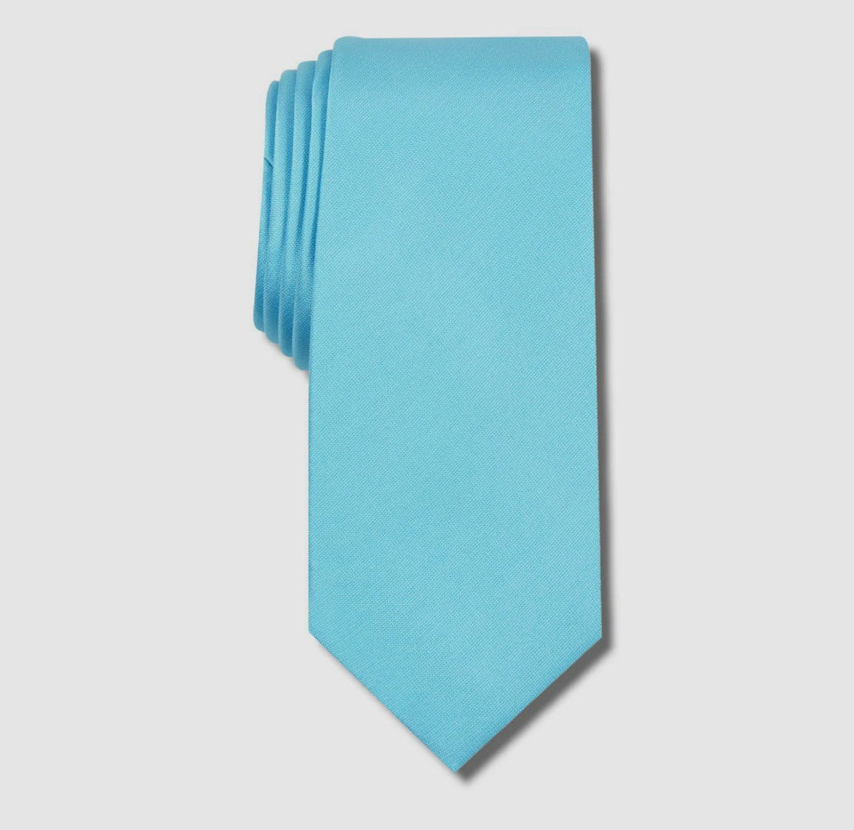 Alfani Men's Aqua Solid Silk Dress Tie Skinny Classic Necktie| Alfani In Lebanon