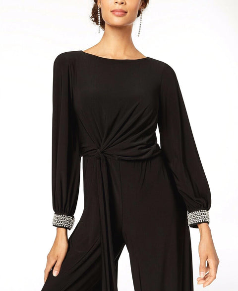 MSK Women's Black Rhinestone Embellished Wide Leg Jumpsuit|MSK In Lebanon