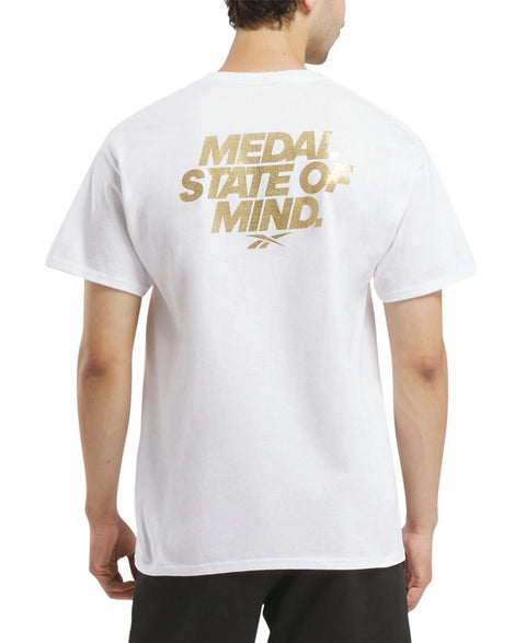 Reebok Men's White Medal State of Mind Graphic Print Regular Fit T-Shirt|Reebok In Lebanon