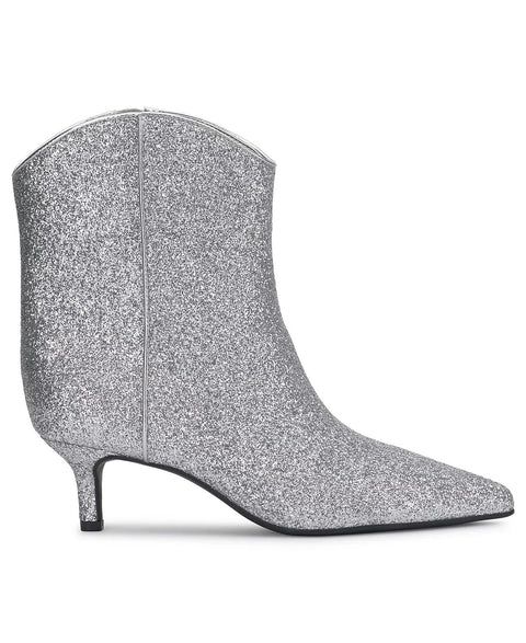 On 34th Women's Silver Glitter Tulip Aatira Booties | On 34th In Lebanon