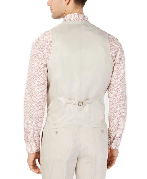 Bar III Men's Beige Slim Fit Linen Suit Vest |Bar III In Lebanon