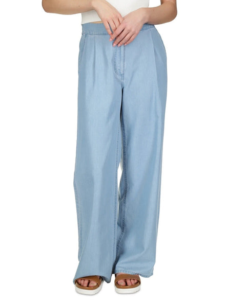 Michael Kors Women's Blue Tencel Pleated Wide Leg Pants |Michael Kors In Lebanon