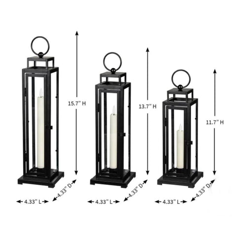 Evergreen Black LED Tapered Candle Tower Lantern 3 Count |Evergreen In Lebanon