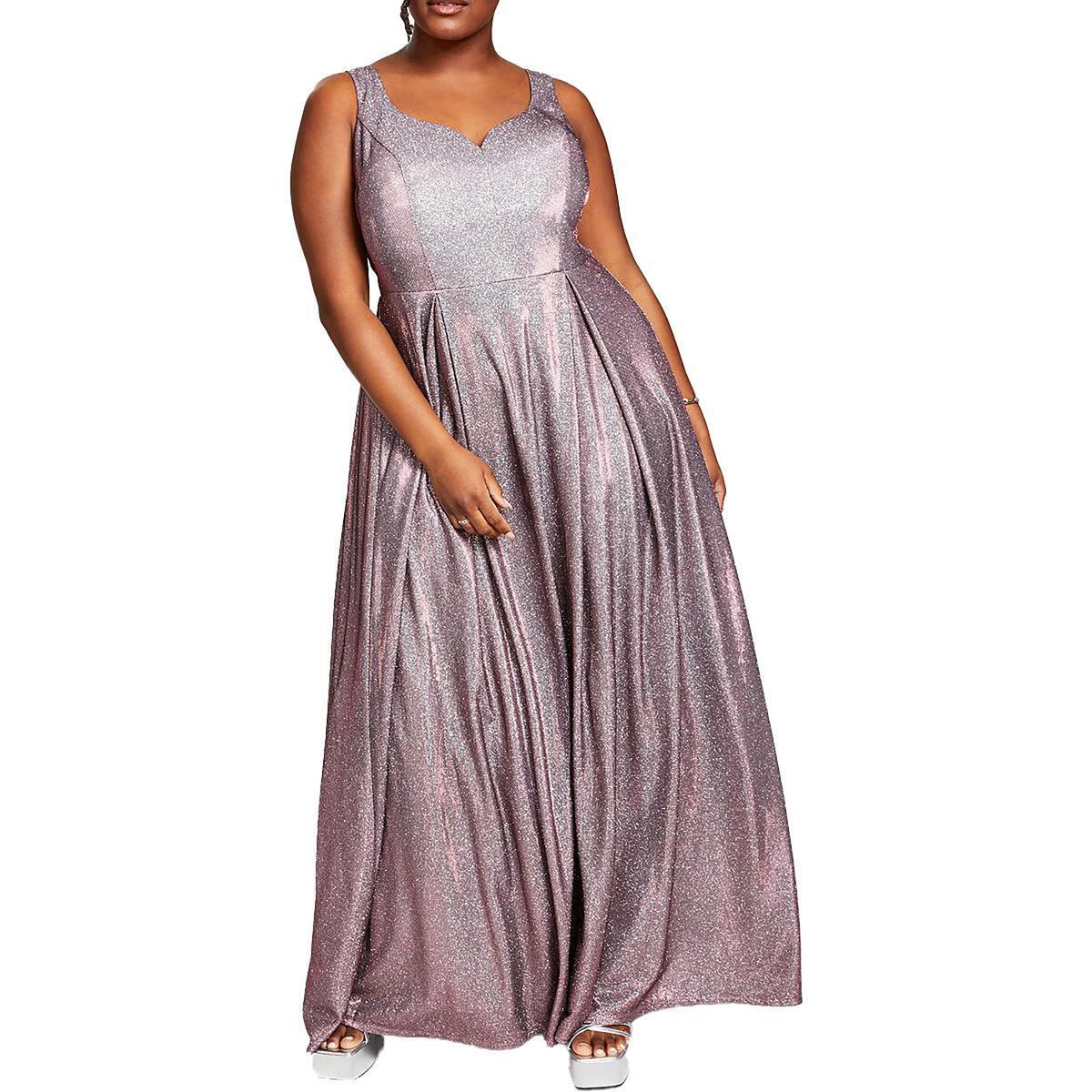 B Darlin Women's Pink Metallic Dress ABF193 shr