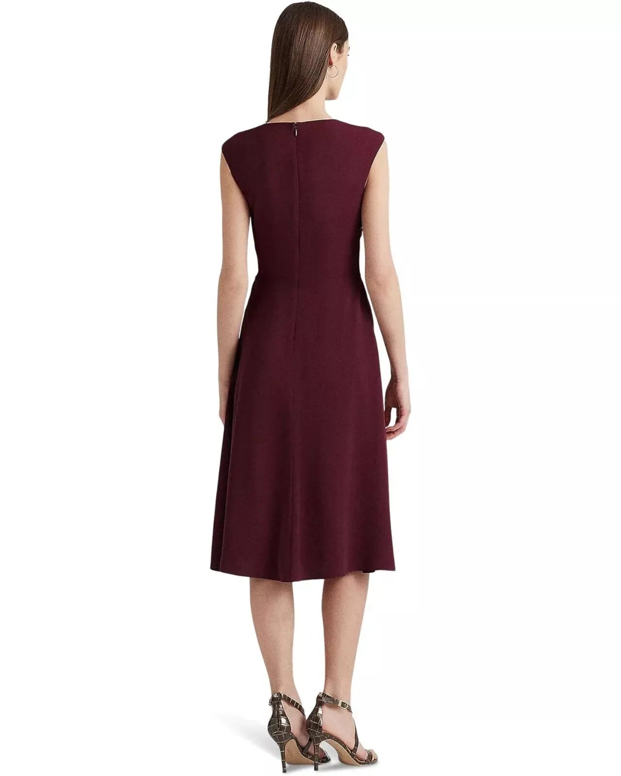 Lauren Ralph Lauren Women's Burgundy Buckle-Trim Georgette Vintage Dress | Lauren Ralph Lauren In Lebanon