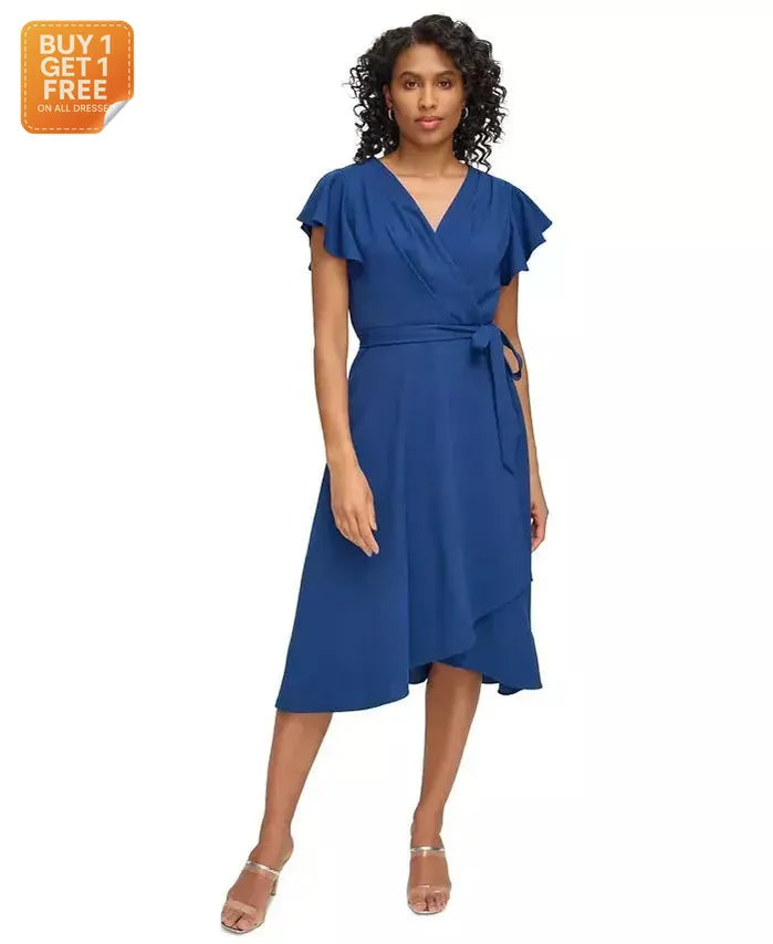 DKNY Women's Blue Short Sleeve Dress |DKNY in Lebanon