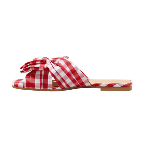 A New Day Women's Red Scarlet Gingham Bow Flat Slipper | A New Day In Lebanon