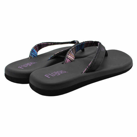Flojos Women  Maddy Flip Flop Slipper, Black-Lavender abs135(shoes 59) shr