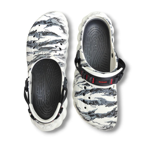 Crocs Men's White & Black Echo Tiger Camo Slippers | Crocs In Lebanon