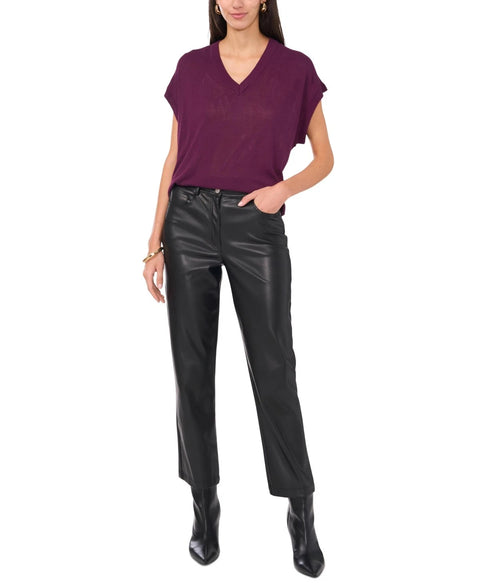 Vince Camuto Women's Plum V-Neck Short-Sleeve Sweater | Vince Camuto In Lebanon
