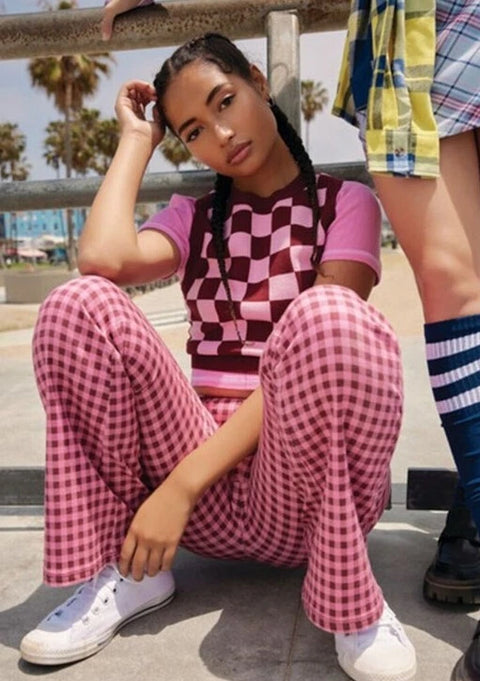Forever 21 Women's Pink Checkered Pant | Forever 21 In Lebanon