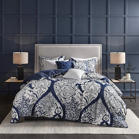 Madison Park Indigo Vienna 6-Piece Duvet Cover Set, Full/Queen Bedding | Madison Park In Lebanon