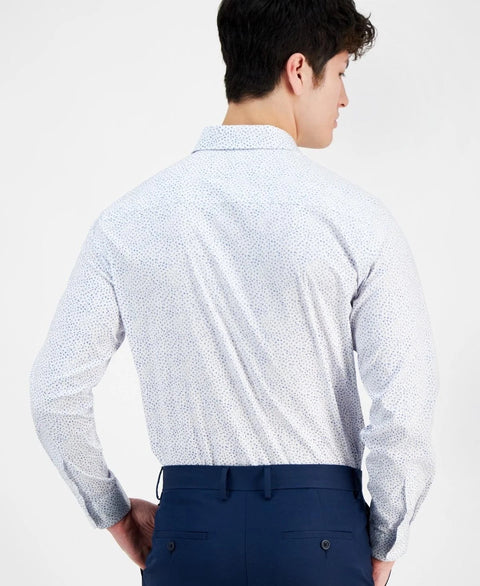 Alfani Men's White Cobalt Slim-Fit Dash-Print Dress Shirt | Alfani In Lebanon