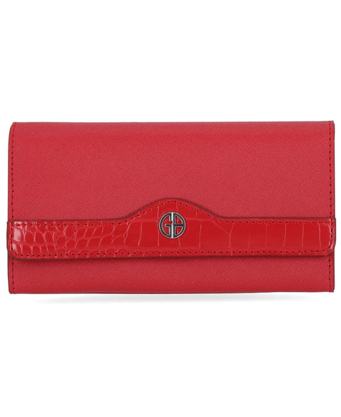 Giani Bernini Receipt Manager Wallet Red Brushed Saffiano Leather abb70