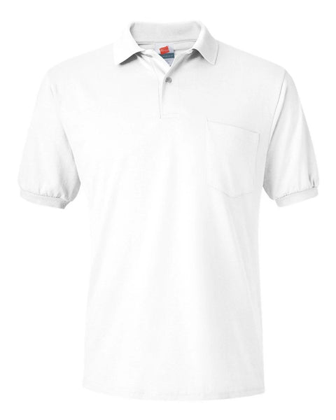 Hanes Men's White Ecosmart Jersey Sport Chest Pocket Polo T-Shirt | Hanes In Lebanon