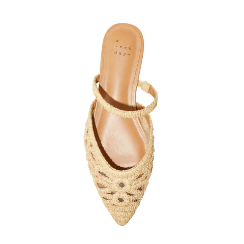 A New Day Women's Tan Vienna Raffia Woven Mule Slipper |A New Day In Lebanon