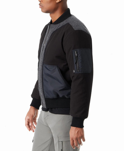 Bass Outdoor Men's Black Mixed Media Bomber Jacket | Bass Outdoor In Lebanon