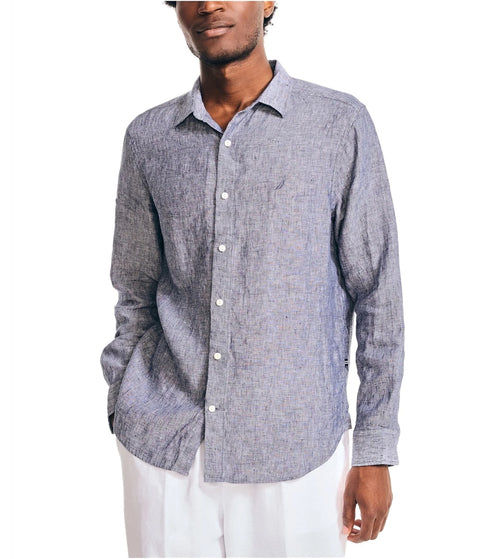 Nautica Men's Navy Seas Woven Linen Button Up Shirt | Nautica In Lebanon