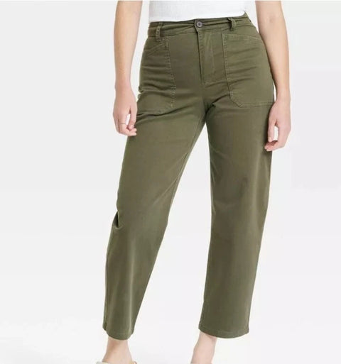 Universal Thread Women's Dark Green High-Rise Barrel Leg Pants |Universal Thread In Lebanon