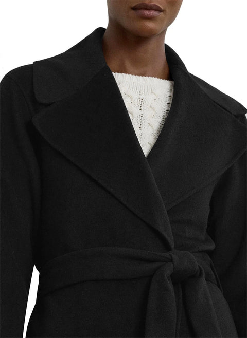 Lauren Ralph Lauren Women's Black Double Faced Wool Blend Wrap Coat | Lauren Ralph Lauren In Lebanon