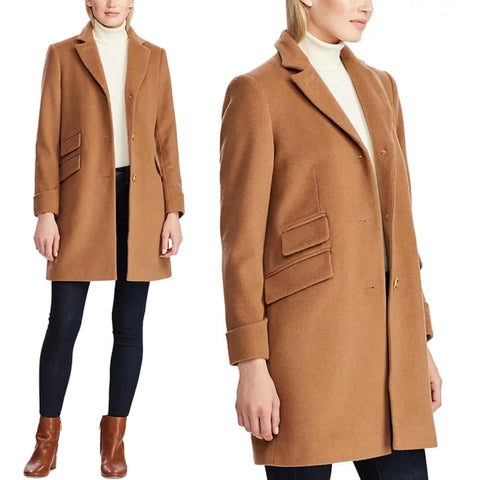 Lauren Ralph Lauren Women's Brown Breasted Wool Coat |Lauren Ralph Lauren In Lebanon