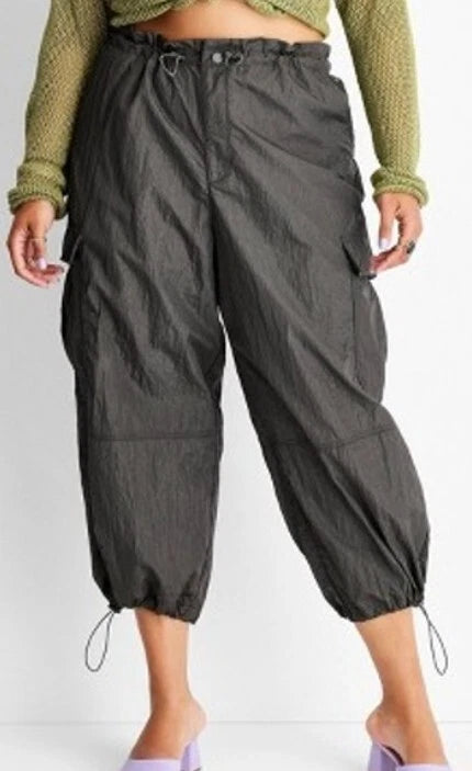 Future Collective Women's Dark Grey Utility Nylon Cargo Pants | Future Collective In Lebanon