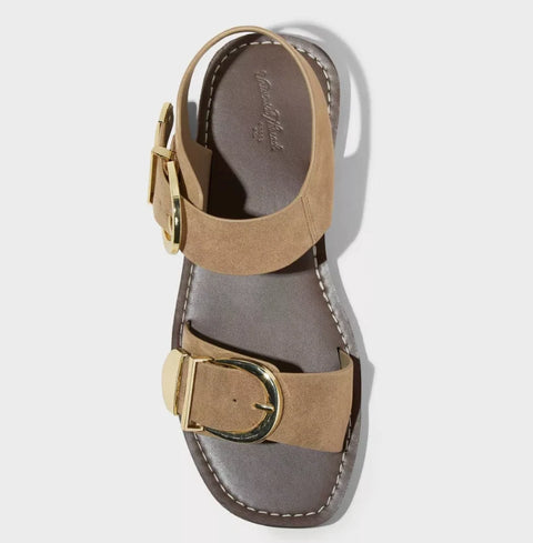 Universal Thread Women's Brown Mira Double Buckle Flat Sandals | Universal Thread In Lebanon