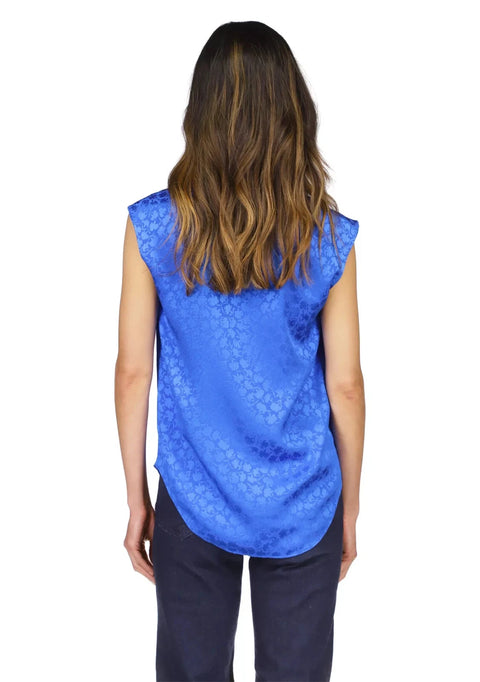 Michael Kors Women's Dark Blue Floral Printed Sleeveless Blouse |Michael Kors In Lebanon