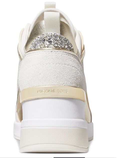 Michael Kors Women's White & Gold Lolly Trainer Wedge Sneakers |Michael Kors In Lebanon