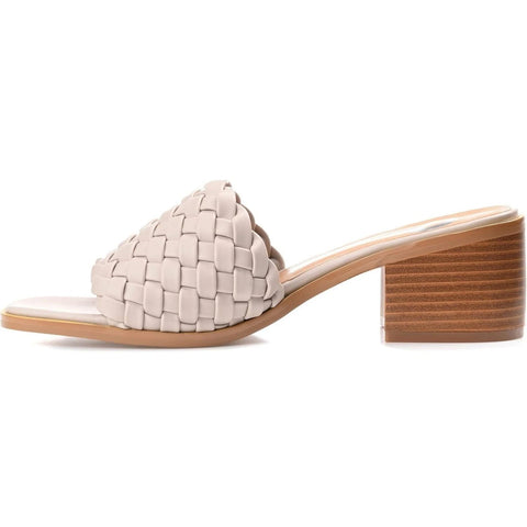 Journee Collection Women's Light Gray Fylicia Block Heel Woven Slide Sandal |Journee Collection In Lebanon