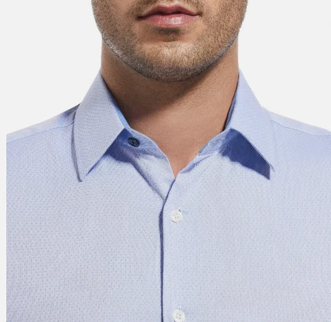 Duchamp London Men's Blue Slim Fit Cotton Stretch Dress Shirt|Duchamp London In Lebanon