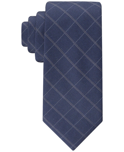 Calvin Klein Men's Navy Washed Denim Necktie Windowpane | Calvin Klein In Lebanon