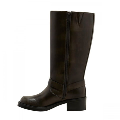 Wild Fable Women's Dark Brown Rebel Tall Moto Buckle Boots | Wild Fable In Lebanon