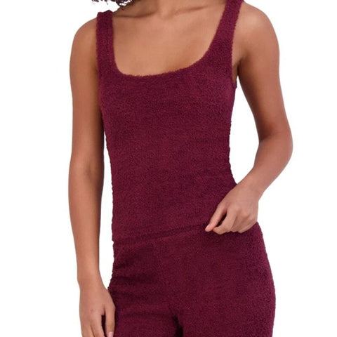 Steve Madden Women's Burgundy Scoop-Neck Chenille Sleep Tank Top |Steve Madden In Lebanon