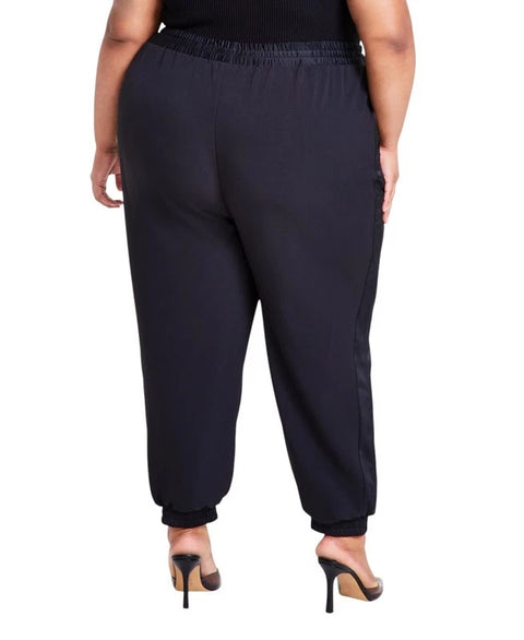 Nina Parker Women’s Black Trendy Plus Size Wide-Leg Jogging Pants | Nina Parker in Lebanon