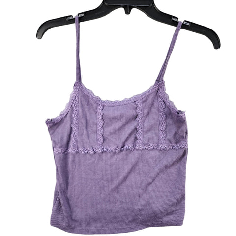 Hippie Rose Women's Purple Lace-Trim Ribbed Camisole Sleeveless Blouse | Hippie Rose In Lebanon