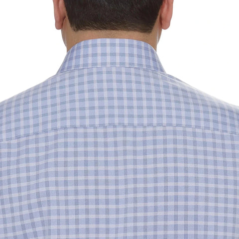 Kenneth Cole Men's Blue Checkered Quick Dry Performance Dress Shirt |Kenneth Cole In Lebanon
