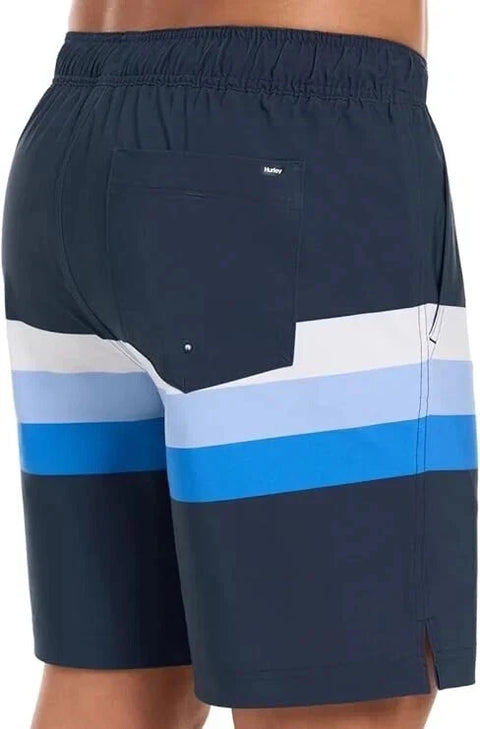 Hurley Men's Navy Multi Striped Trunks Swim Shorts |Hurley In Lebanon