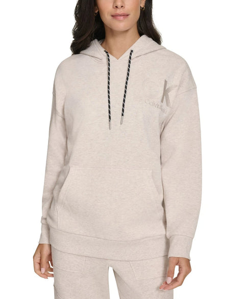 Calvin Klein Women's Greige Fleece Logo Pullover Hoodie |Calvin Klein In Lebanon