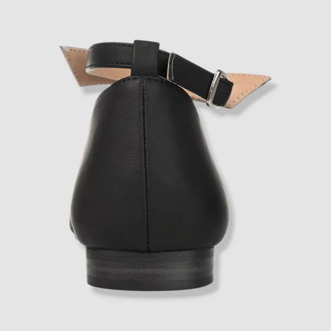 Journee Collection Women's Black Leather Vielo Flat |Journee Collection In Lebanon