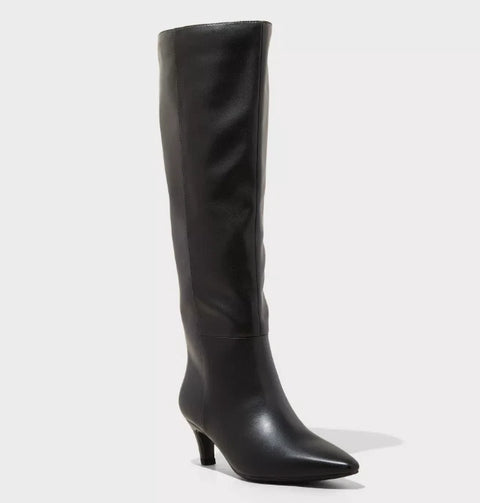 Universal Thread Women's Black Kendra Kitten Heel Tall Dress Boots |Universal Thread In Lebanon