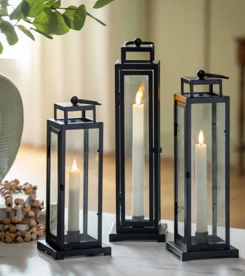 Evergreen Black LED Tapered Candle Tower Lantern 3 Count |Evergreen In Lebanon