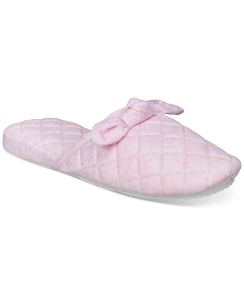 Charter Club Women's Pink Gingham-Print Bow-Top Slippers | Charter Club In Lebanon